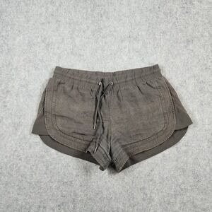 Athleta Linen Shorts Women 6 Gray Drawstring Elastic Waist Casual Summer